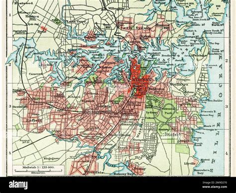 Map Of Sydney Australia & Suburbs Stock Photo - Alamy