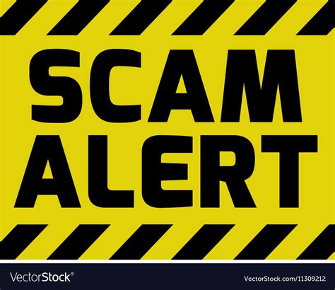 Scam alert sign yellow Royalty Free Vector Image