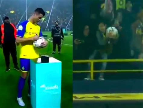 Video: Moment Cristiano Ronaldo Gave Saudi Kid A Signed Autograph Ball At Al-Nassr Launch - I ...