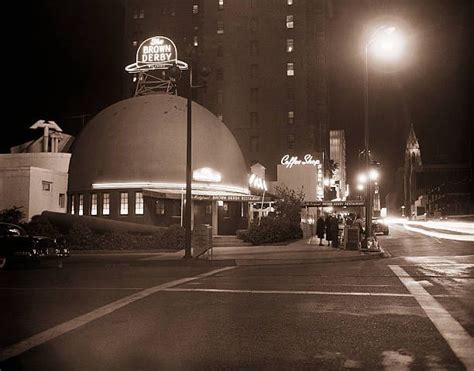 Night View of The Brown Derby (Original Caption) 10/29/1957-Los Angeles ...
