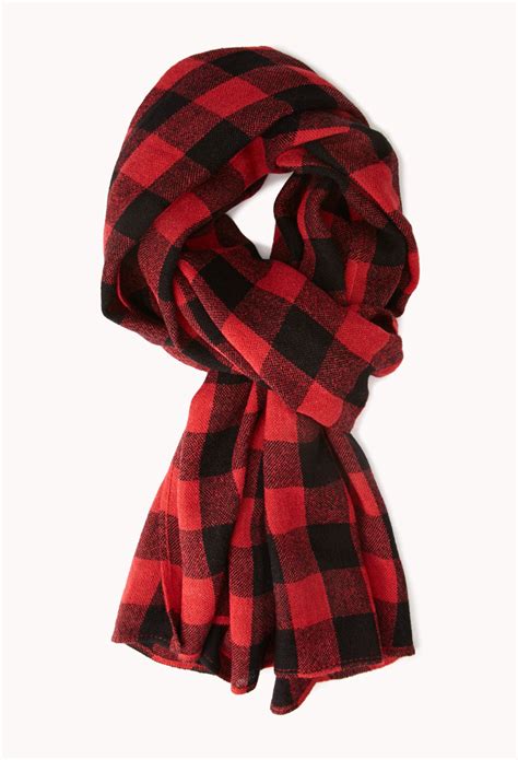 Lyst - Forever 21 Grunge Plaid Flannel Scarf in Red