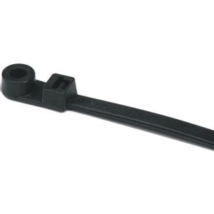 HellermannTyton T50MR0M4 Cable Tie, Screw Mount, 8.5"L, 50lb, PA66, Black, MR-Series, 1000/Pkg ...