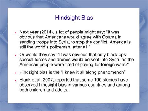 PPT - Hindsight Bias PowerPoint Presentation, free download - ID:6247515