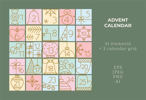 Light Christmas Advent Calendar Graphic by Purrga · Creative Fabrica