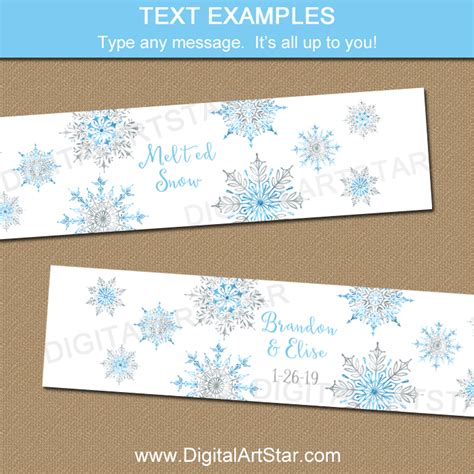 Printable Snowflake Water Bottle Labels | Digital Art Star