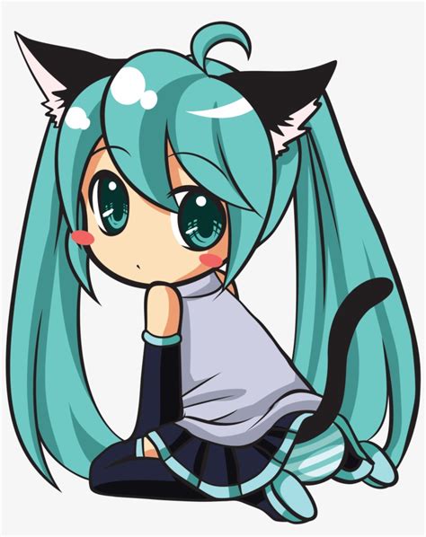 Hatsune Miku Clipart Simple - Anime Girl Cat Chibi PNG Image ...