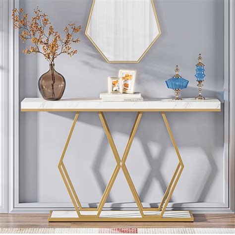 Gold Console Table，Modern Sofa Table Entryway Table for Living Room ...