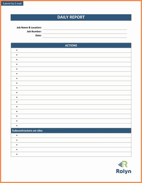 Daily Work Report Template New Daily Work Report format Doc Progress Template for | Report ...