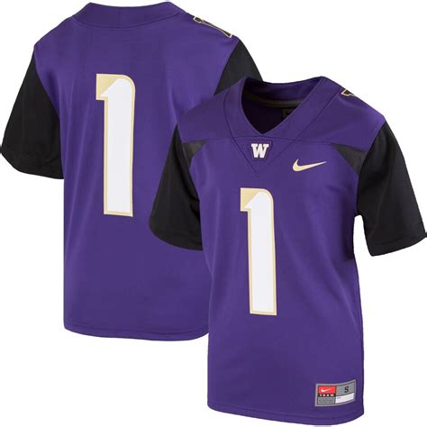 Nike #1 Washington Huskies Youth Purple Team Replica Football Jersey