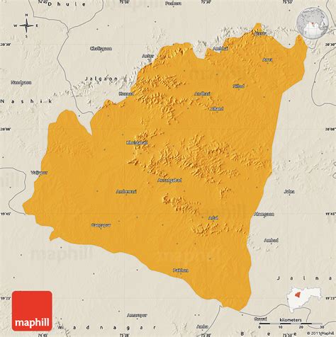 Political Map of Aurangabad, shaded relief outside