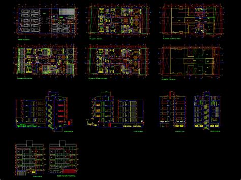 4-story building project in AutoCAD | CAD download (1.51 MB) | Bibliocad