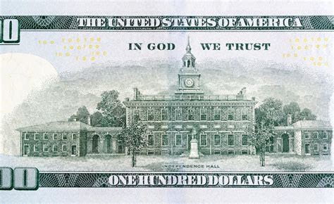 Premium Photo | Independence hall on a new edition hundred dollar bill high resolution photo