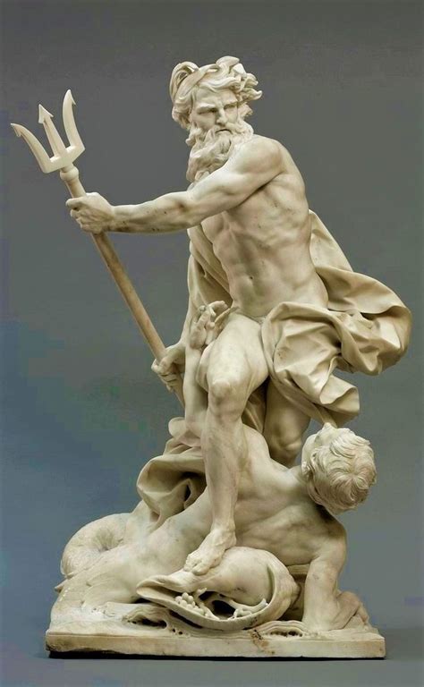 Neptune Calming the Waves with a Triton at his Feet, 1737, marble sculpture by F (med bilder)