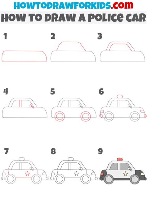 How to Draw a Police Car Step by Step - Easy Drawing Tutorial For Kids