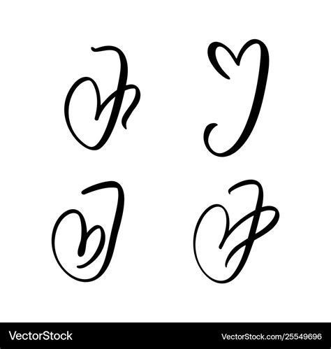 Set vintage floral letter monogram j calligraphy Vector Image