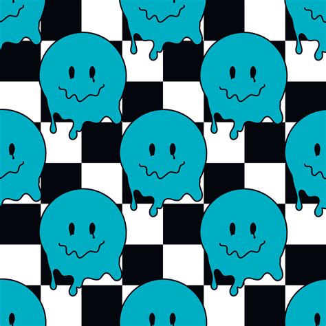 Funny smile dope faces seamless pattern. psychedelic surreal techno melt smile background ...