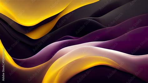 Yellow, purple and black wallpaper. Wave pattern. Soft silk fabric ...