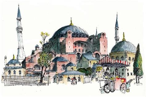 Hagia Sophia, Istanbul | Hagia sophia, Watercolor architecture, Architecture drawing