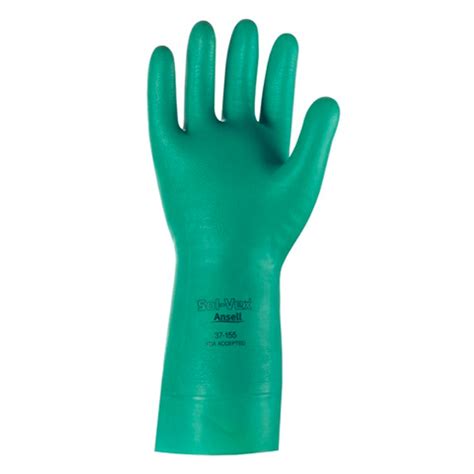 Ansell® Solvex® 37-155 Green Nitrile Chemical Gloves, 13 inch Length, 15 mil thickness, Unlined ...