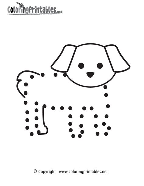 Dog Connect the Dots Activity Printable. | Puppy coloring pages, Dot worksheets, Connect the dots