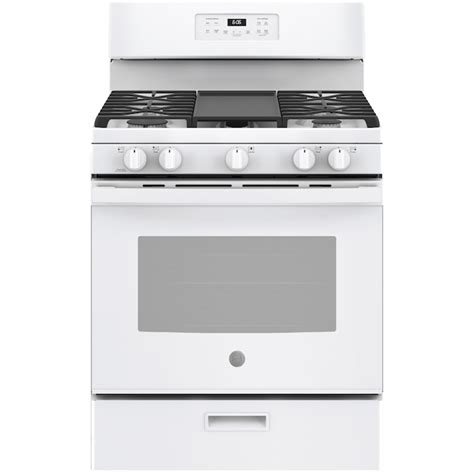 GE 30-in 5 Burners 5-cu ft Freestanding Natural Gas Range (White) in the Single Oven Gas Ranges ...