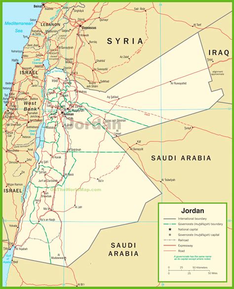 Jordan political map