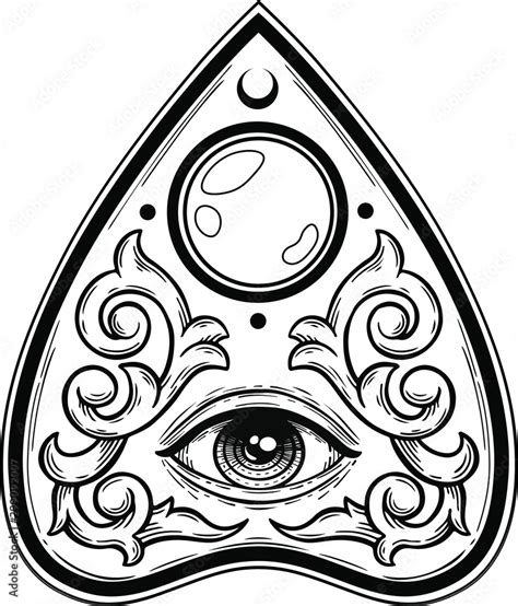 ouija planchette with eye of providence vector hand drawn illustration ...