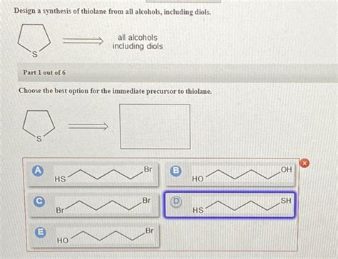 [Solved]: Design a synthesis of thiolane from all alcohols,