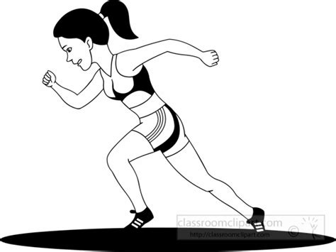 Sports Clipart- black-white-athlete-girl-black-white-clipart - Classroom Clipart