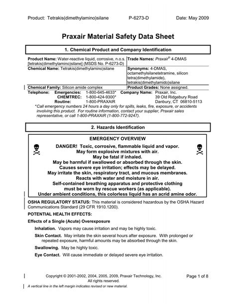 Praxair Material Safety Data Sheet