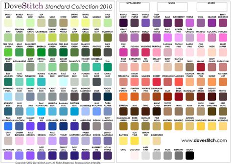 Aida OR Evenweave OR Linen Fabric Color Chart - DoveStitch.com