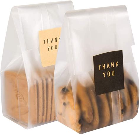 100 Pcs Translucent Plastic Bags Cookie Treat Bags with Stickers for cookies, snacks,chocolates ...