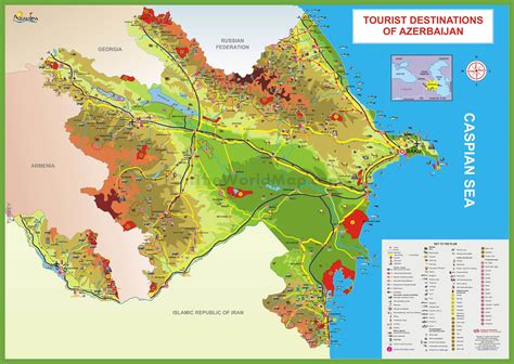 Tourist map of Azerbaijan - Ontheworldmap.com