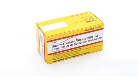 SINEMET RETARD 50 mg/200 mg COMPRIMIDOS DE LIBERACION PROLONGADA , 100 comprimidos. Precio: 22.51€.