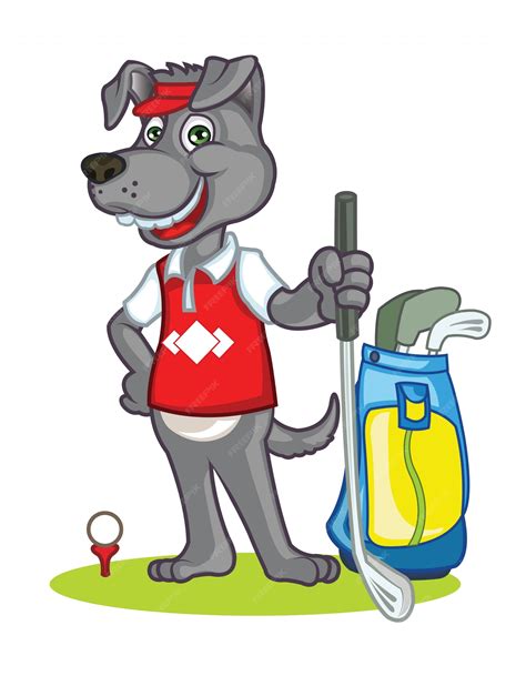 Premium Vector | Dog cartoon character playing golf