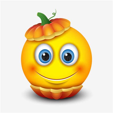 Emoticon sonriente lindo en la calabaza de Halloween, emoji - ejemplo ...