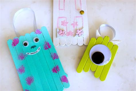 Monster’s Inc Popsicle Stick Ornaments {Crafty Destash Challenge}