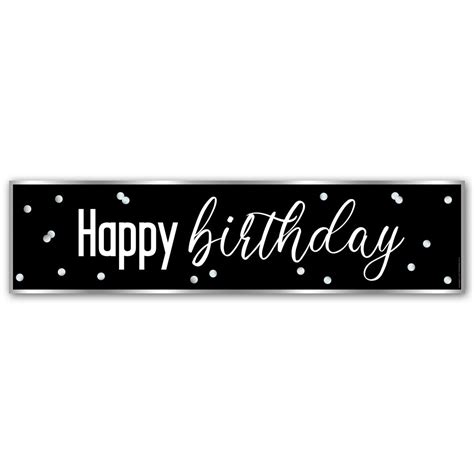 Glitz Black & Silver Happy Birthday Banner - 1.2m – Party Packs