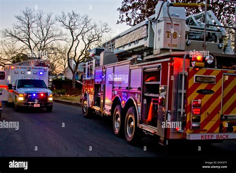 Ambulance and Fire Truck at emergency call Stock Photo - Alamy