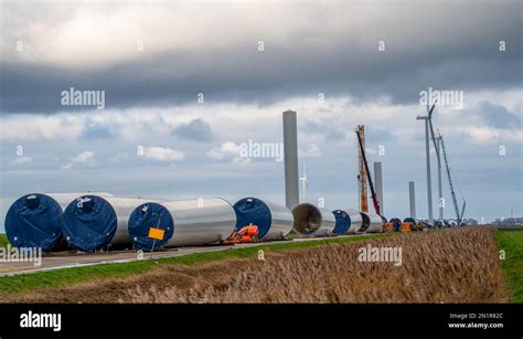 Large wind turbine construction project Stock Photo - Alamy