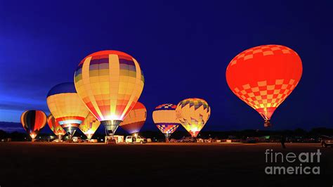 Hot Air Balloon Night Glow Photograph by Monica Hall - Fine Art America