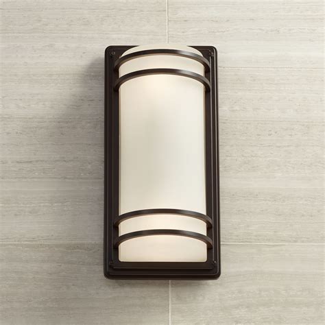 John Timberland Modern Outdoor Wall Sconce Fixture Rubbed Bronze 16 ...