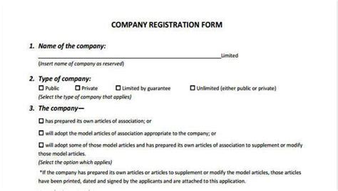 Business Registration Form Ireland - Marie Thoma's Template