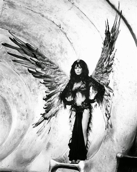 Anita Pallenberg off set in her Black Queen costume during the filming of Barbarella, 1967. : r ...