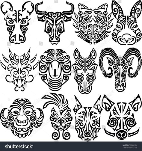 Chinese Zodiac Signs Set Rat Ox Stock Vector (Royalty Free) 510400564 | Shutterstock