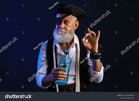 Old Pirate Bottle Rum On Dark Stock Photo 2206945881 | Shutterstock