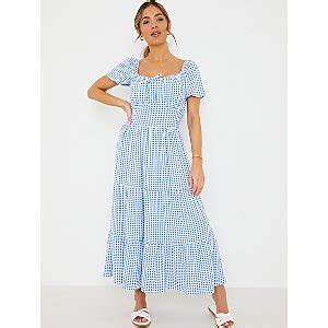 In The Style Stacey Solomon Blue Plaid Maxi Dress | Women | George at ASDA