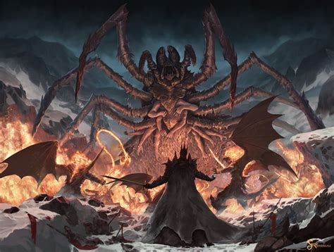 Brown spider monster digital wallpaper, fan art, demon, Balrog, J. R. R ...