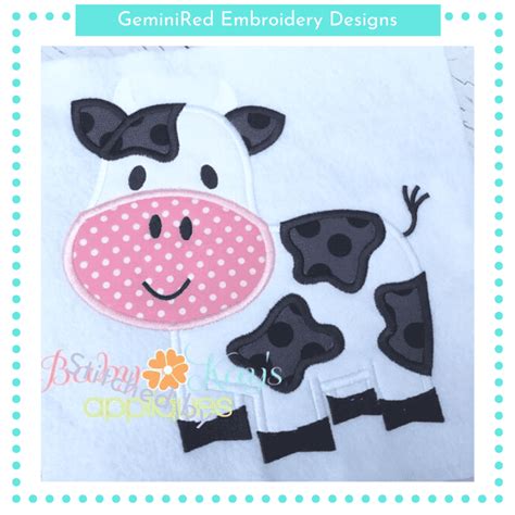 Cow Appliqué {Four Sizes} - GeminiRed Embroidery Designs