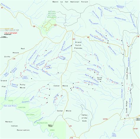 Map of Cedar Mesa, Grand Gulch and Comb Ridge, Utah